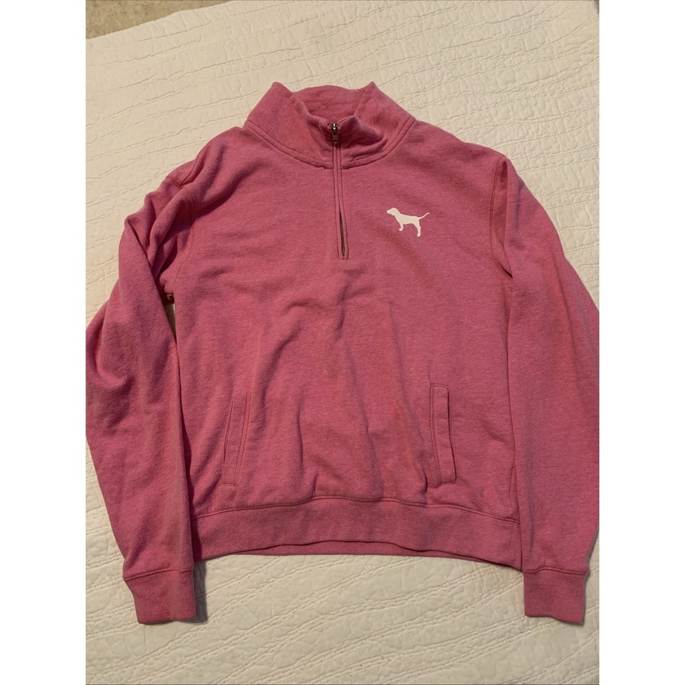 Pink By Victoria Secret Women's Half Zip Pullover Pink Size S/P Cotton